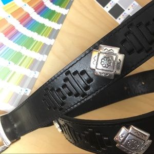 FOSSIL Belt Leather Concho Southwest Boho Black